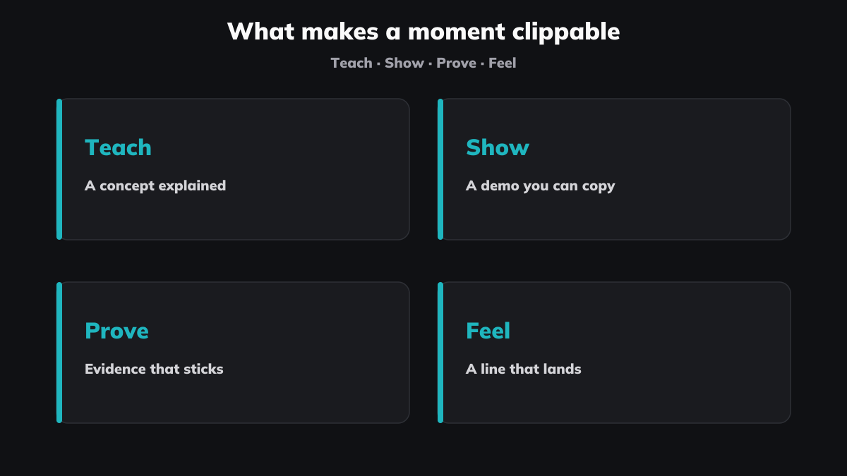 Four kinds of moment worth saving. If it is none of these, skip it.